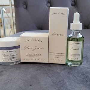 Earth Harbor Glow 2 piece skincare set. Mask and superfood luminance serum